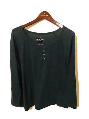 #ad TORRID Super Soft Plush Green Shirt Top Size 1X V Neck $22.50