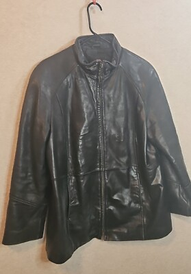#ad Gallery Women#x27;s Petite 100% Genuine Full Zip Leather Jacket Size PXL $19.99