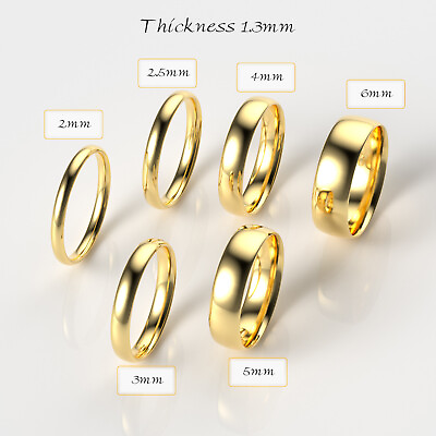 #ad #ad 14K Yellow Gold 1.5mm 2mm 2.5mm 3mm 4mm 5mm 6mm Comfort Fit Wedding Band $67.80