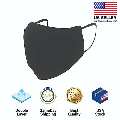 #ad Black Unisex Face Mask Reusable Washable Cover Masks Fashion Cloth Men Women USA $5.00