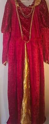 #ad Rubies Ladies Costume Fancy Red Gold Halloween Long Dress See Measurements $39.00