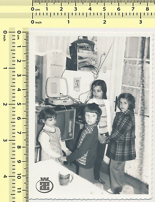 #ad #087 Girl Dance Dancing Kids Gramophone on TV Children Hold Hands vintage photo $25.00