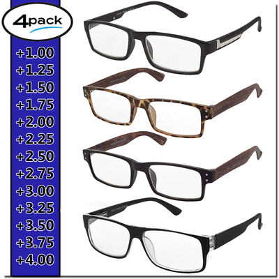 #ad Reading Glasses Mens Womens Readers 4 Pack Assorted Readers Multipack Glasses $8.95