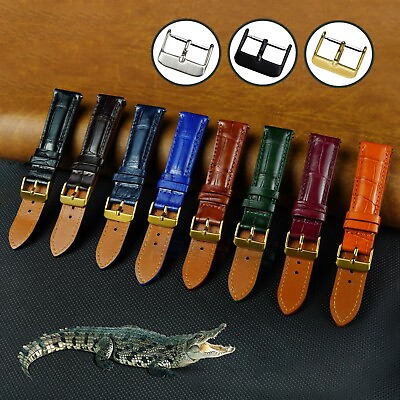 #ad Genuine Alligator Leather Watch Strap Real Crocodile Watch Band Quick Release $22.49