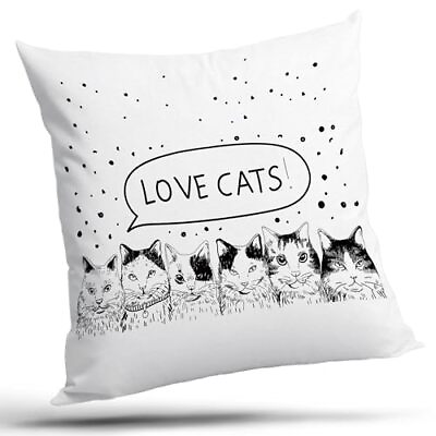 #ad Love cat Pillow Coverscat Decor Throw Pillow Cover 18x18cat Gifts for Womenca... $15.61