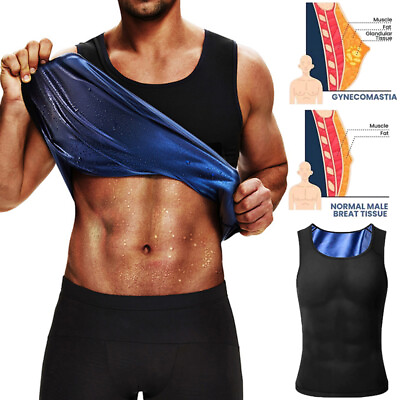 #ad #ad Men Gynecomastia Compression Tank Top Sweat Vest Fitness Body Shaper Shirt Belt $13.79