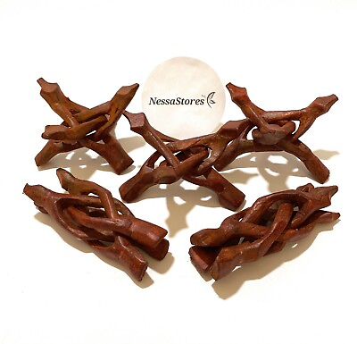 #ad NessaStores Carved Tripod Wood Stand Holder 4quot; 12 pcs #JC 45 $24.99