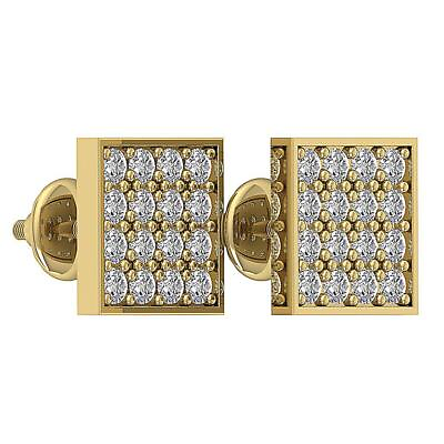 #ad Cluster Studs Earring Pave Set VS E 0.62 Carat Genuine Diamond 14K Yellow Gold $722.39