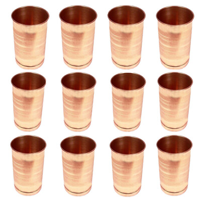 #ad Copper Glass Drinking Water Silver Touch Finish Handmade Cup Mug Set Of 12 Pcs $61.96