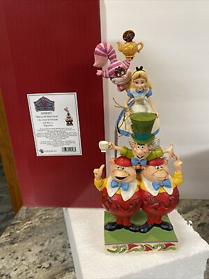 #ad Disney Traditions Jim Shore Alice in Wonderland Stacked quot;We#x27;re All Mad Herequot; NEW $62.99