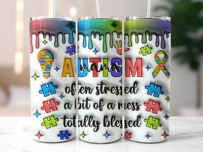 #ad Autism Mama 20oz Skinny Tumbler Insulated Travel Cup $22.99