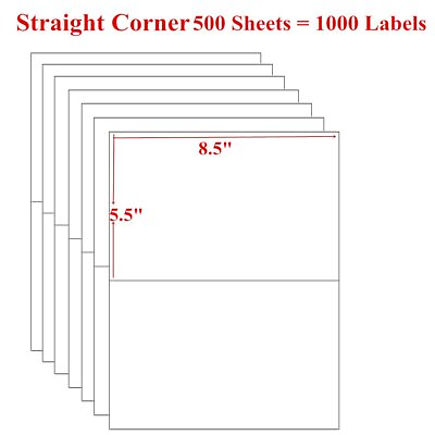 #ad 1000 Half Sheet Shipping Labels 8.5x5.5 Self Adhesive For Laser amp; ink $37.93