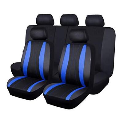 #ad Flying Banner car seat Covers Full Set Faux Full Set Low Back Black Blue $79.98