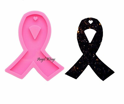 #ad Cancer Ribbon Silicone Mold Epoxy Resin Necklace Pendant Jewelry Making Moulds $8.18
