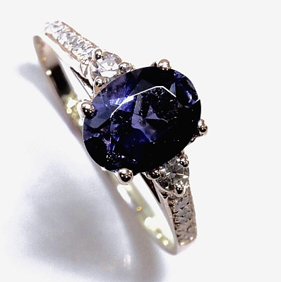 #ad 1.15 ctw Natural Blue Iolite amp; Diamond Solid 14k Rose Gold Oval Engagement Ring $414.00