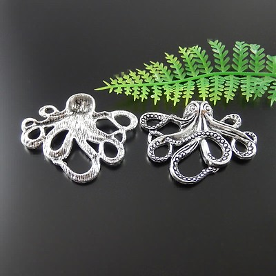 #ad 5 Retro Silver Alloy Octopus Charm Pendant Nautical Bracelet Jewelry DIY 43*35mm $4.65