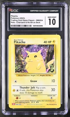 #ad CGC 10 GEM MINT Pikachu 008 034 CLC Pokemon Trading Card Game Classic $49.99