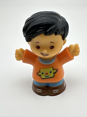 #ad Fisher Price Little People Koby Boy With Orange Robot Shirt Black Hair 3.4In…91 $3.00