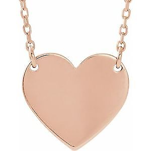 #ad 14K Rose Gold Engravable Heart Pendant Necklace 16 18quot; for Women 2.39g $420.00
