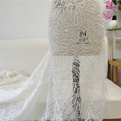#ad Embroidery Lace Mesh White Fabric DIY Costume Upholstery Wedding Bridal Dress $26.99