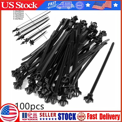 #ad #ad 100pcs Car Line Cable Tie Clamp Zip Tie Wrap Push Rivet Clip Wiring Loom Harness $11.80