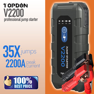 #ad TOPDON V2200 PRO Jump Starter 2200 Amp Car Starter Fast Charging 12V Jump Box $99.77