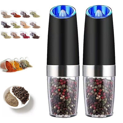 #ad Gravity Electric Pepper Salt Grinder Set with LED Light Stainless Steel 2 Pack $57.47