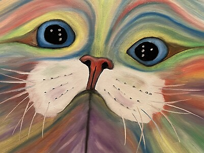 #ad MOTHER’S DAY GIFT Original oil painting signed 11 x 14 Beautiful Abstract Cat $29.99