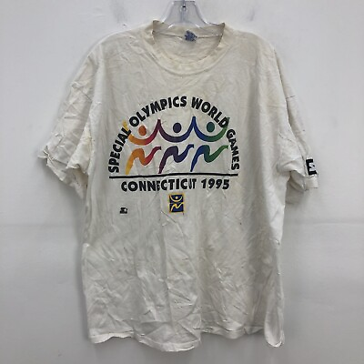 #ad VTG 1995 Starter Special Olympics World Games White Cotton T Shirt Men Size XL $27.00