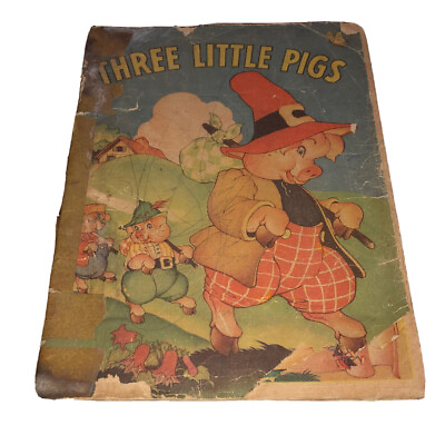 #ad 1941 Whitman TELL A TALE 3 Little Pigs Giant Child#x27;s Book E.F. Vaughan $9.87