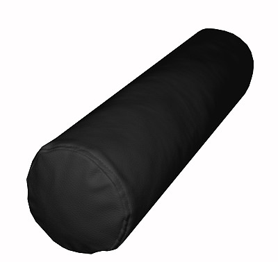 #ad pb301g Black Soft Faux Leather Skin Bolster Cushion Cover Yoga Neck Roll Case $21.79