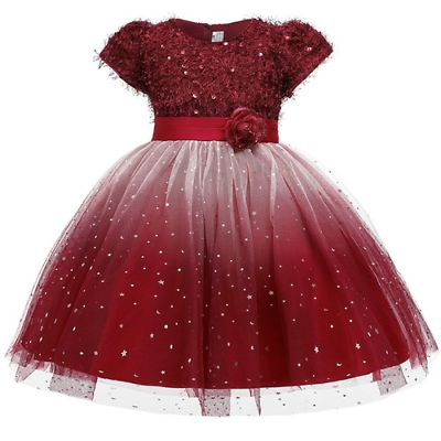 #ad Princess Girls Flower Dress Sequin for Baby Wedding Party Kids Elegant Ball Gown $33.16