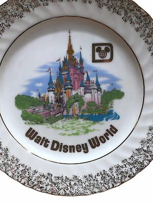 #ad Walt Disney World Plate Pink Castle Made Japan Walt Disney Productions Vintage $8.99