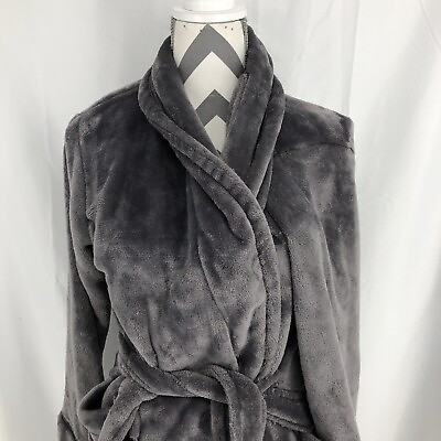 #ad Carole Hochman Gray Cozy Soft Plush Wrap Bath Robe Pockets Belted Medium $16.72