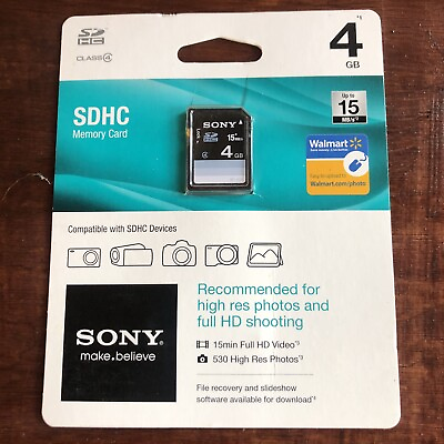 #ad Sony 4GB SDHC Class 4 Memory Flash SD Card $12.99