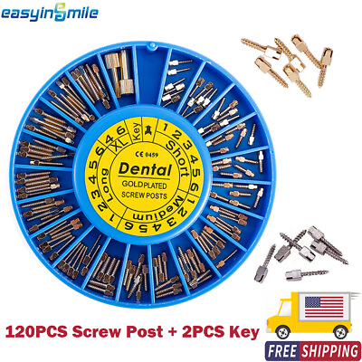 #ad Dental Screw Post Gold Silver Plated 120PCS Conical Kit Root Canal Pins2PCS Key $23.39