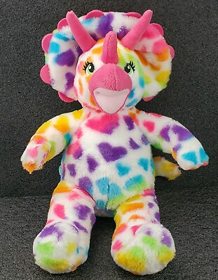 #ad Build a Bear Rainbow Hearts 17quot; Dinosaur Plush Triceratops Stuffed Animal BAB $11.19