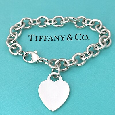 #ad Tiffany and Co Bracelet Heart Tag Bracelet Vintage Tiffany 20cm GBP 202.00