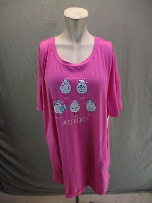 #ad NWT Secret Treasures Size L Womens Pink Short Sleeve Stretch Night Gown 5BL 013 $10.00