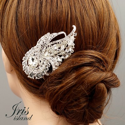 #ad Silver Bridal Hair Comb Clear Crystal Headpiece Wedding Accessories Clip Pin 250 $9.99