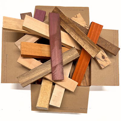#ad Box of Mixed Domestic amp; Exotics Wood Scrap Craft Carving Short Lumber Cut Boards $48.82