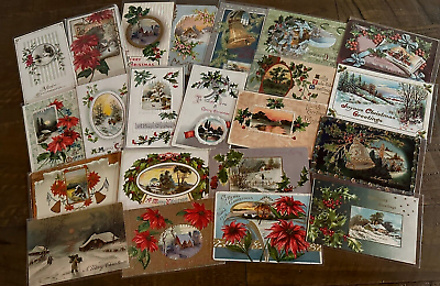 #ad Lot of 22 Vintage Christmas Postcards with Winter Snowy amp; Village Scenes h426 $19.95