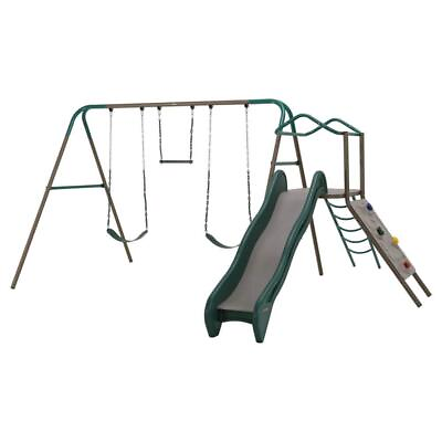 #ad Lifetime Kids Playset Climbing wall 8#x27; Slide Swing Set All Weather Poly Steel $831.50