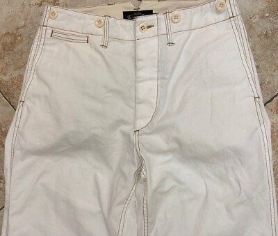 #ad NWT DOUBLE RRL COTTON LINEN BLEND WHITE OFFICER CHINO BOAT STITCHES PANTS 28x32 $197.00