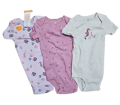 #ad *NWT* Just One You By Carter#x27;s 24M 3 Pack One Piece Girl#x27;s Seahorse Y57 $11.15