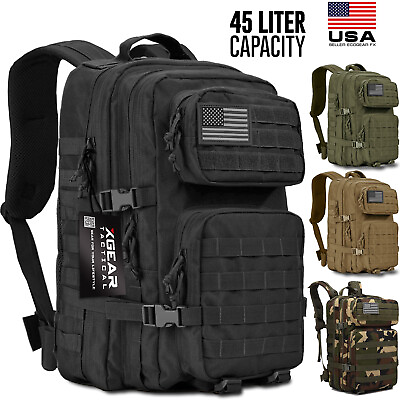 #ad 45L Large Military Tactical Backpack Army Molle Bag Rucksack 3 Day Assault Pack $42.99