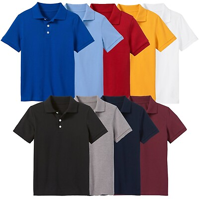 #ad 3 Pack Boys School Uniform Short Sleeve Pique Polo Shirts Summer Colors XS 2XL $24.97