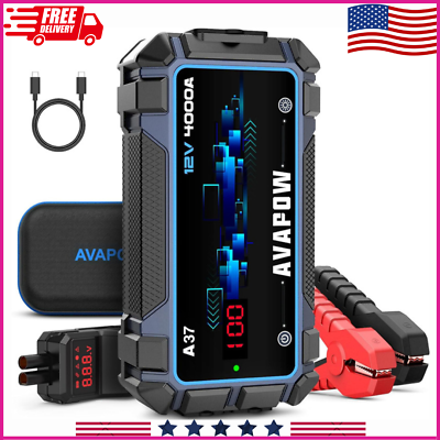 #ad AVAPOW Car Battery Jump Starter 4000A Peak12V Portable Jumpstart Box $74.99