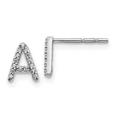 #ad 0.09Ct Lab Grown Diamond Letter A Initial Earrings 14K White Gold VS SIGH $296.00