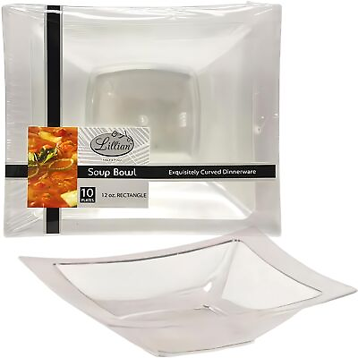 #ad Elegant Clear Plastic Rectangle Bowl 5 oz 10 Pc Versatile amp; Reusable Part... $19.05